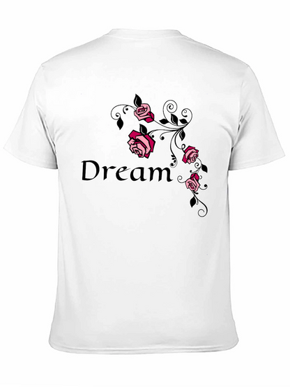 Camiseta Negra Dream con Rosas Rosadas