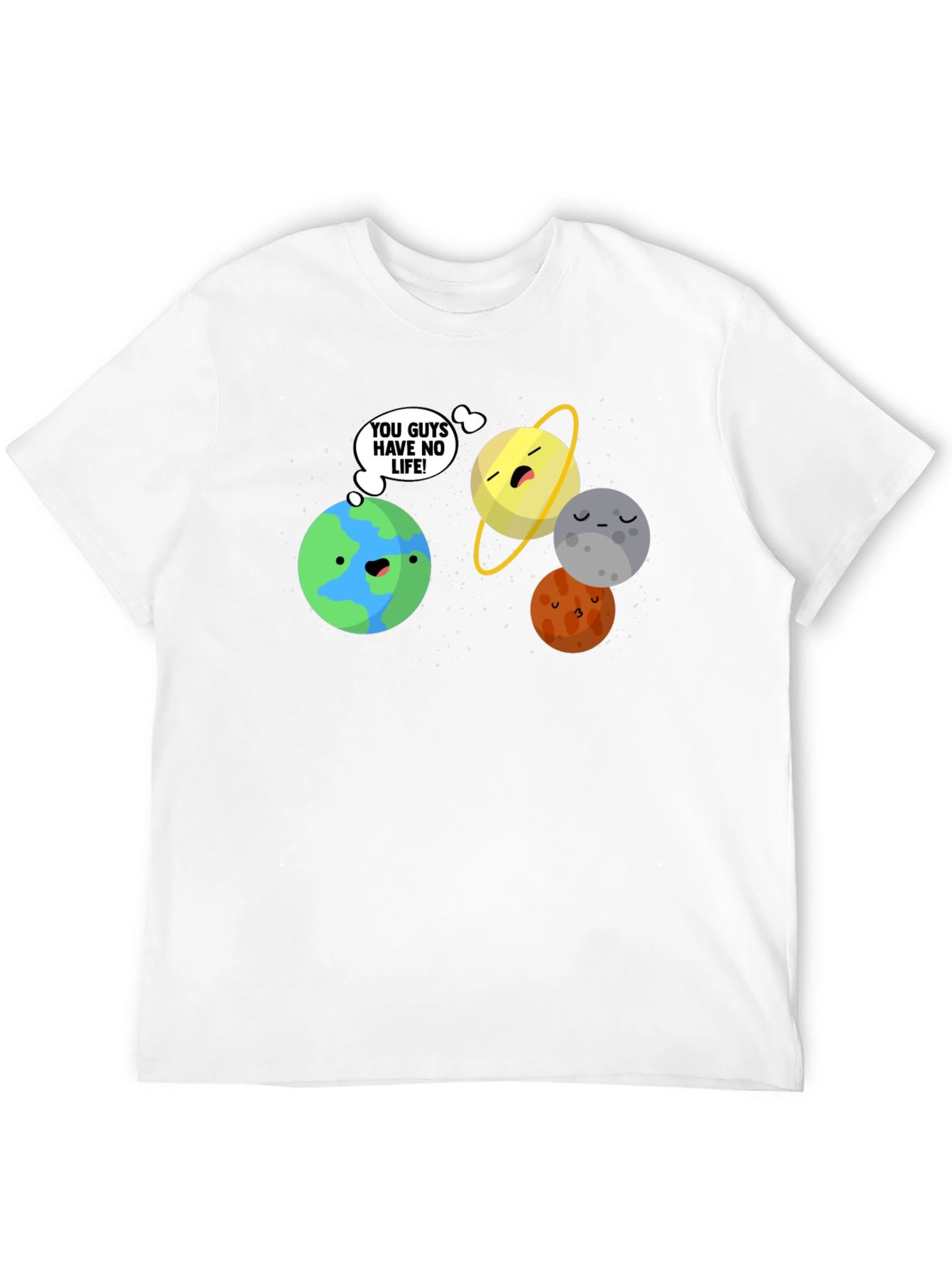 Camiseta Negra con Diseño de Planetas Graciosos