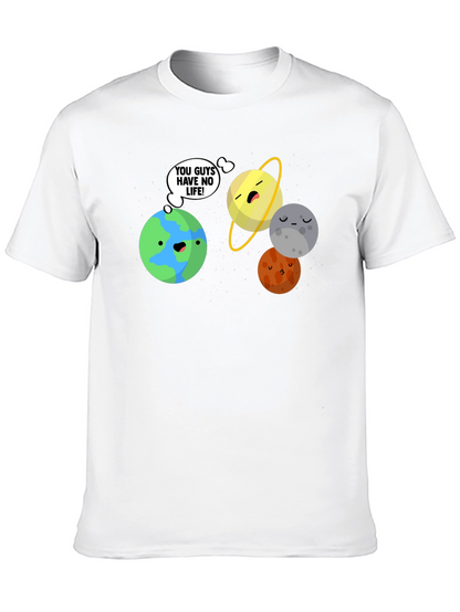 Camiseta Negra con Diseño de Planetas Graciosos