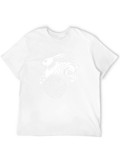 Camiseta Negra Conejo Lunar Estampado