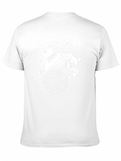Camiseta Negra Conejo Lunar Estampado