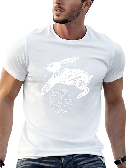 Camiseta Negra Conejo Lunar Estampado