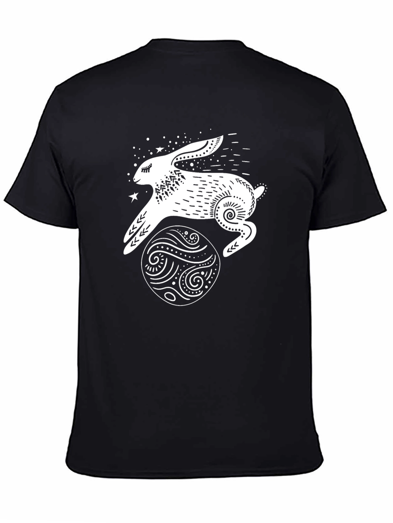 Camiseta Negra Conejo Lunar Estampado