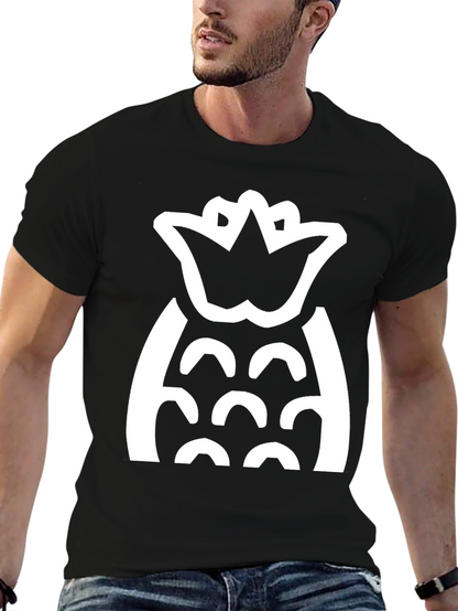 Camiseta Negra con Diseño de Piña Blanca