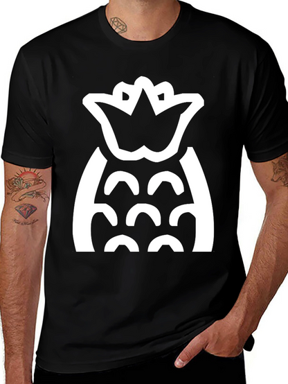 Camiseta Negra con Diseño de Piña Blanca