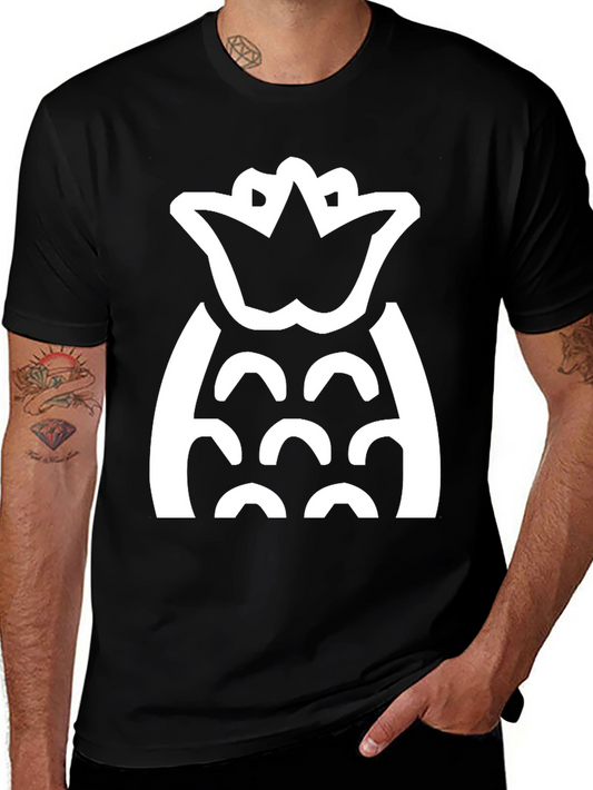 Camiseta Negra con Diseño de Piña Blanca
