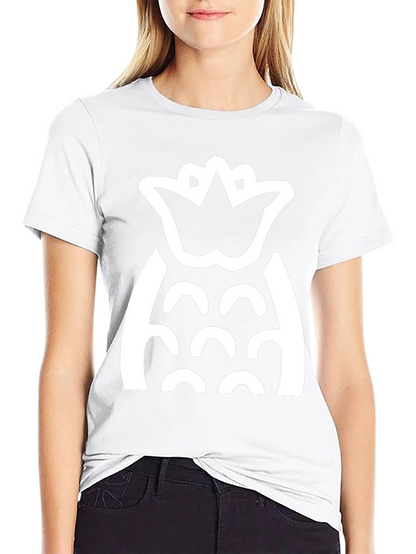 Camiseta Negra con Diseño de Piña Blanca