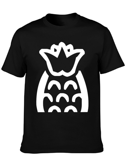Camiseta Negra con Diseño de Piña Blanca