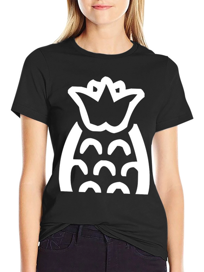 Camiseta Negra con Diseño de Piña Blanca