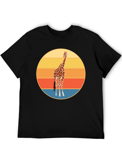 Camiseta Negra con Diseño Retro de Jirafa