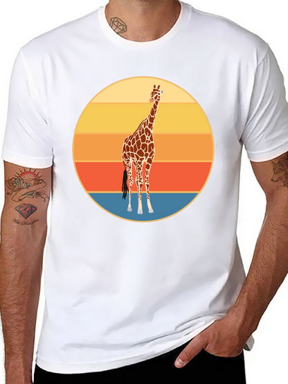 Camiseta Negra con Diseño Retro de Jirafa