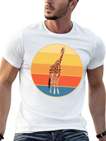 Camiseta Negra con Diseño Retro de Jirafa