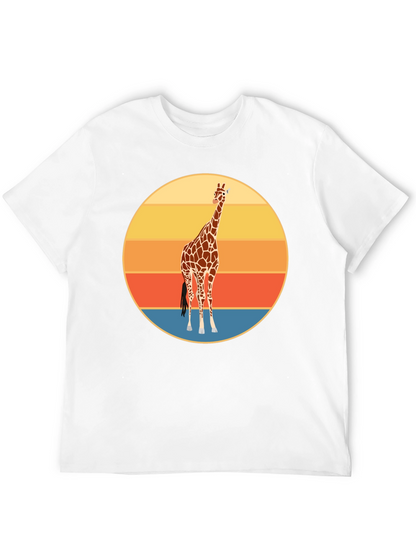 Camiseta Negra con Diseño Retro de Jirafa