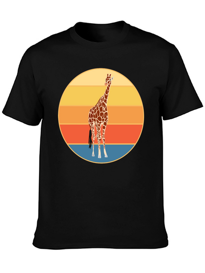 Camiseta Negra con Diseño Retro de Jirafa