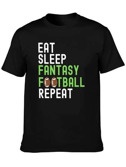 Camiseta Negra: Come Duerme Fantasy Football Repite
