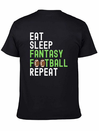 Camiseta Negra: Come Duerme Fantasy Football Repite