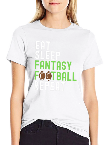 Camiseta Negra: Come Duerme Fantasy Football Repite
