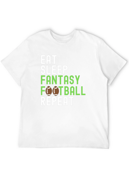 Camiseta Negra: Come Duerme Fantasy Football Repite