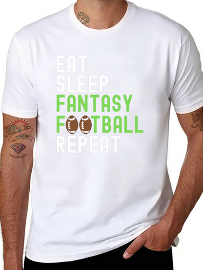 Camiseta Negra: Come Duerme Fantasy Football Repite