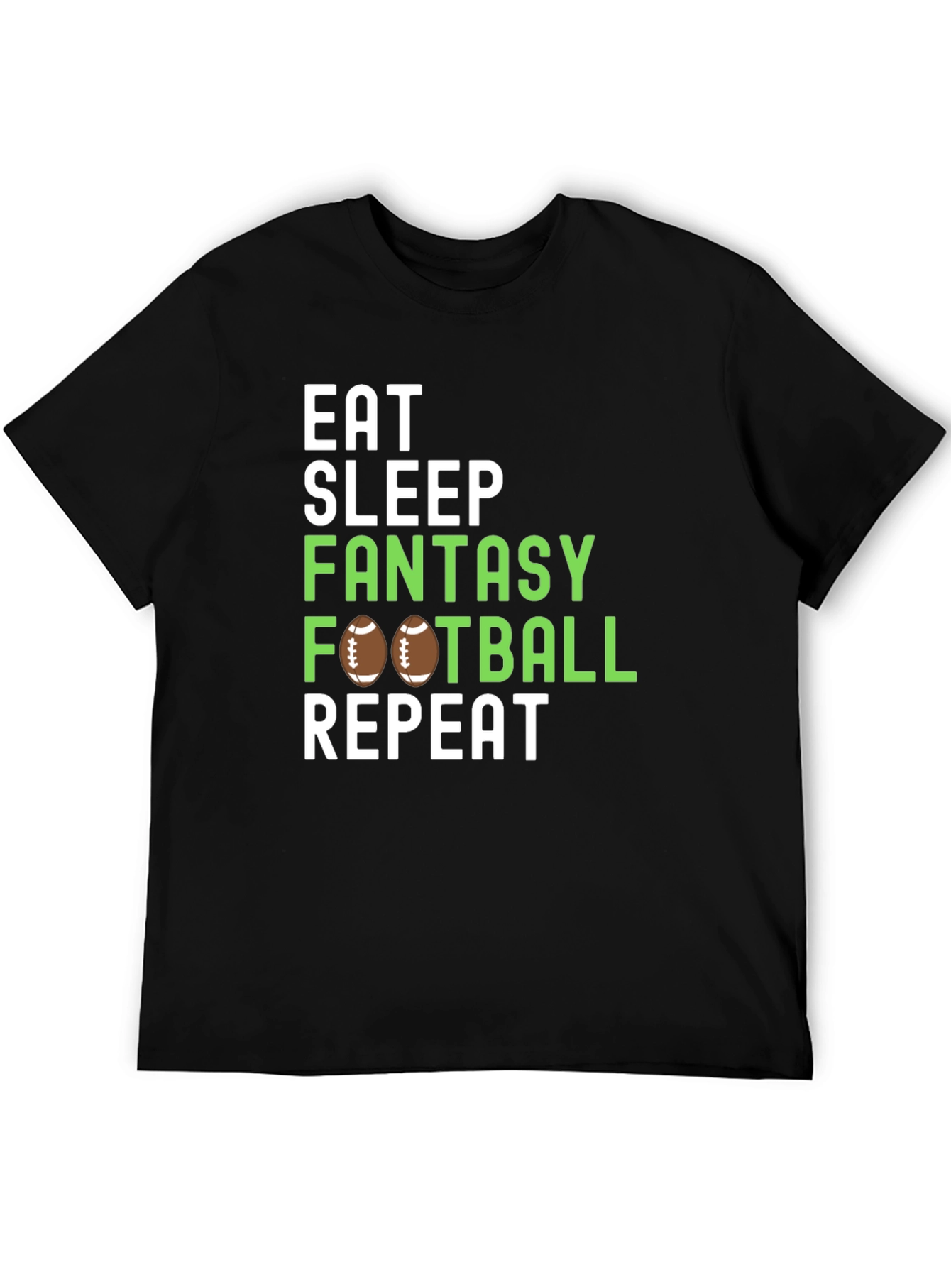 Camiseta Negra: Come Duerme Fantasy Football Repite