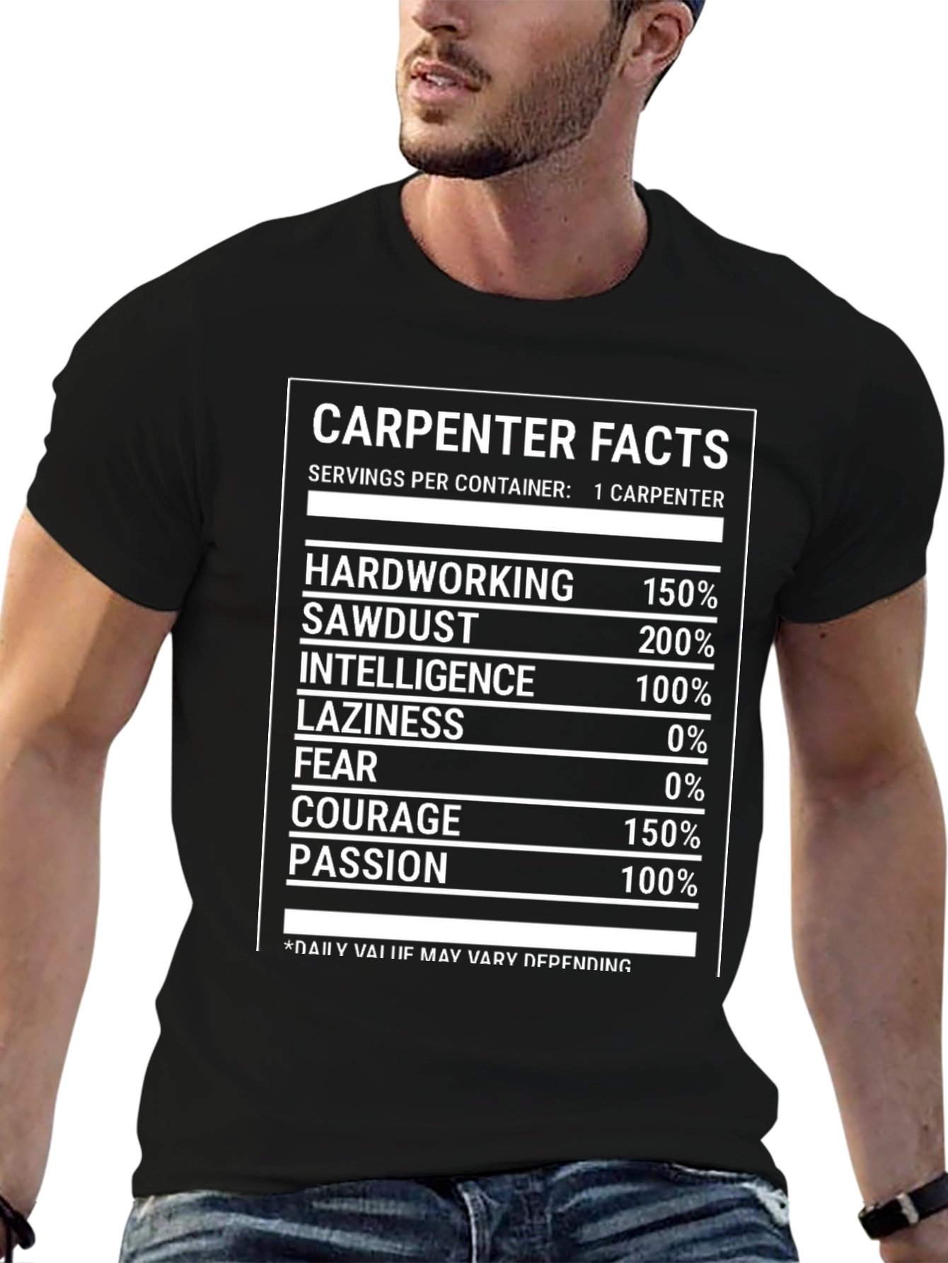 Camiseta Negra Carpenter Facts Divertida