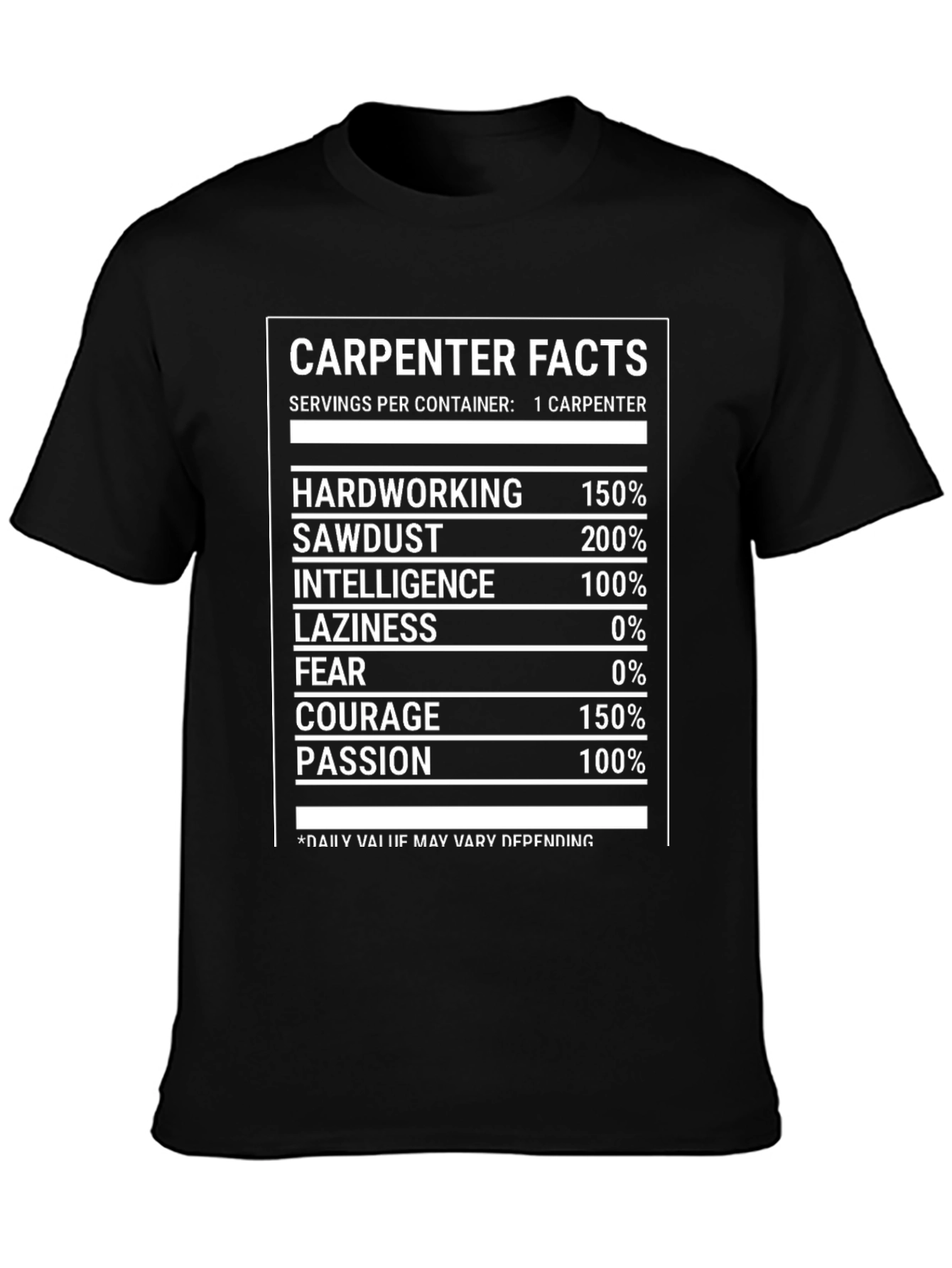 Camiseta Negra Carpenter Facts Divertida