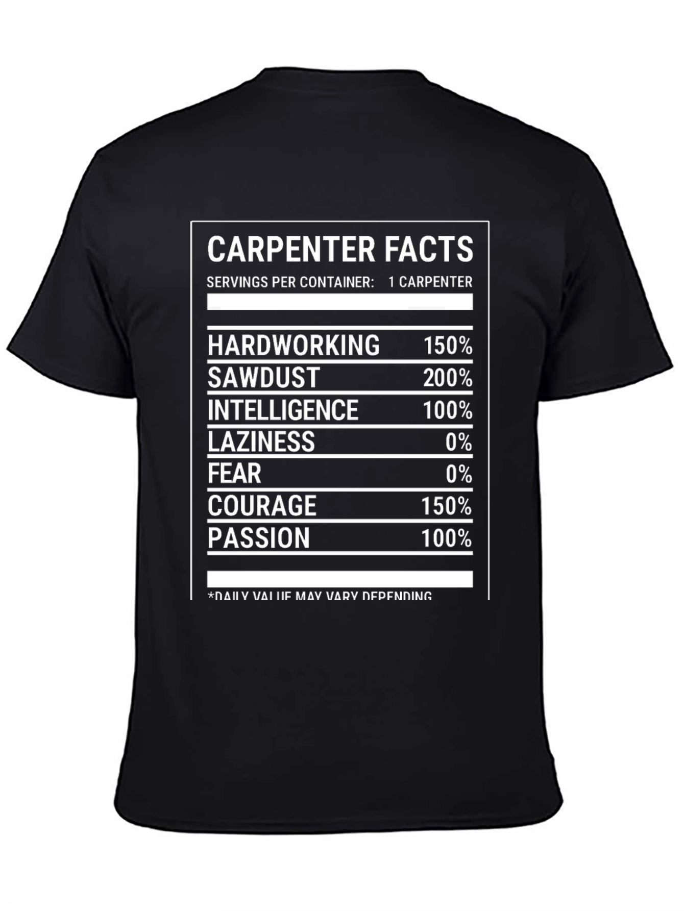 Camiseta Negra Carpenter Facts Divertida