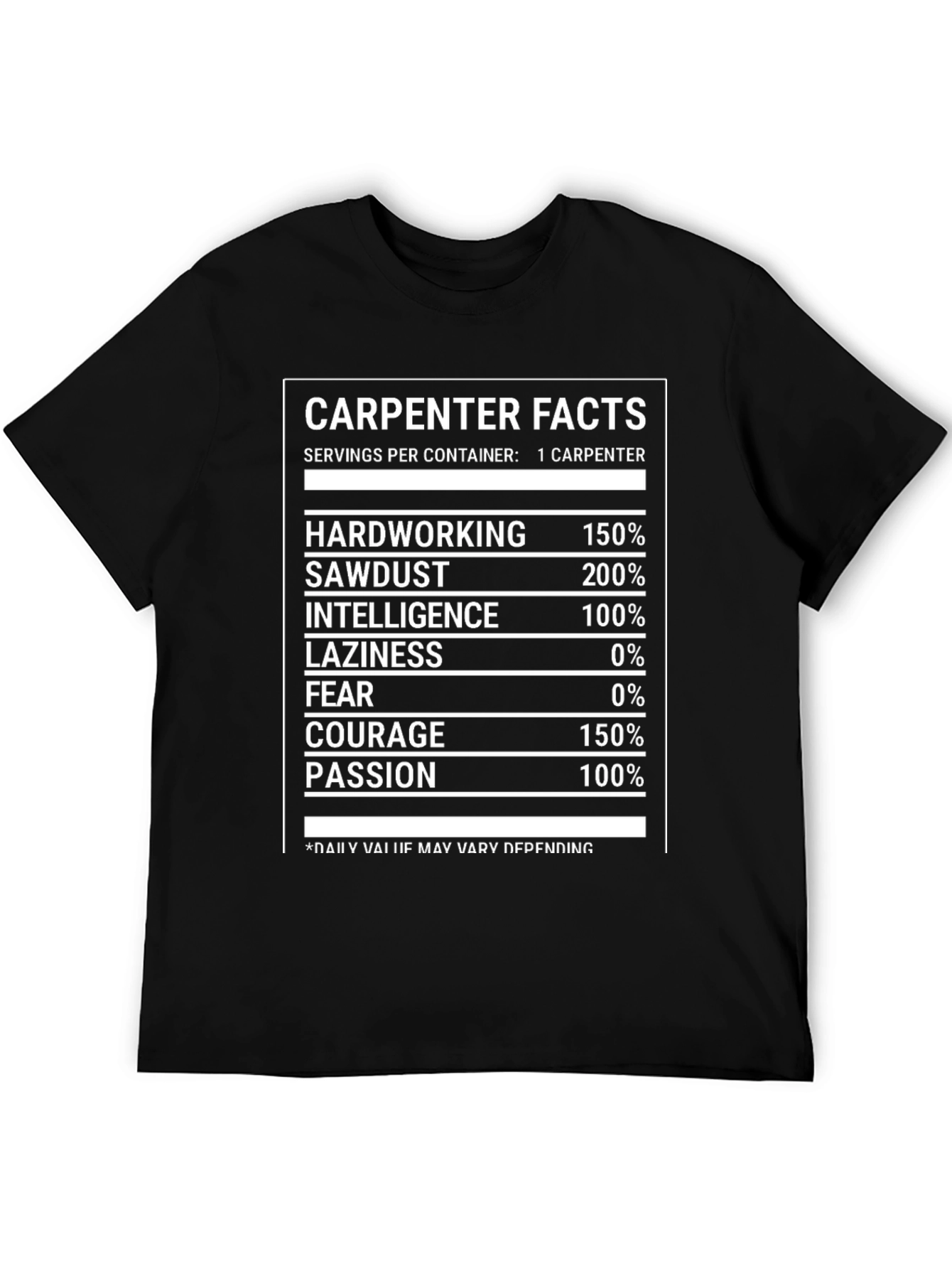 Camiseta Negra Carpenter Facts Divertida