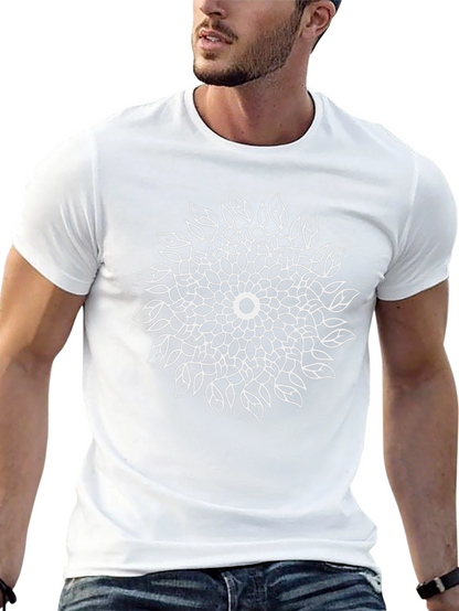 Camiseta Negra Mandala Floral Diseño Moderno