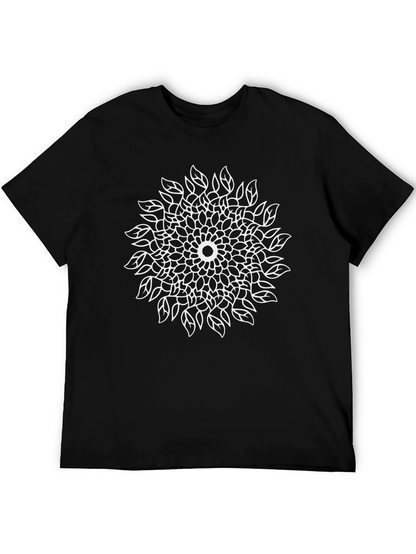 Camiseta Negra Mandala Floral Diseño Moderno