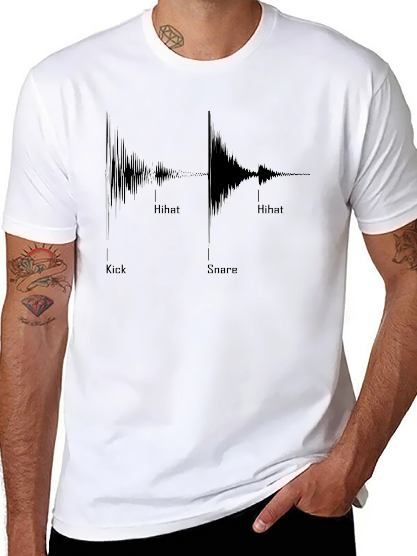 Camiseta Negra Ritmos Musicales
