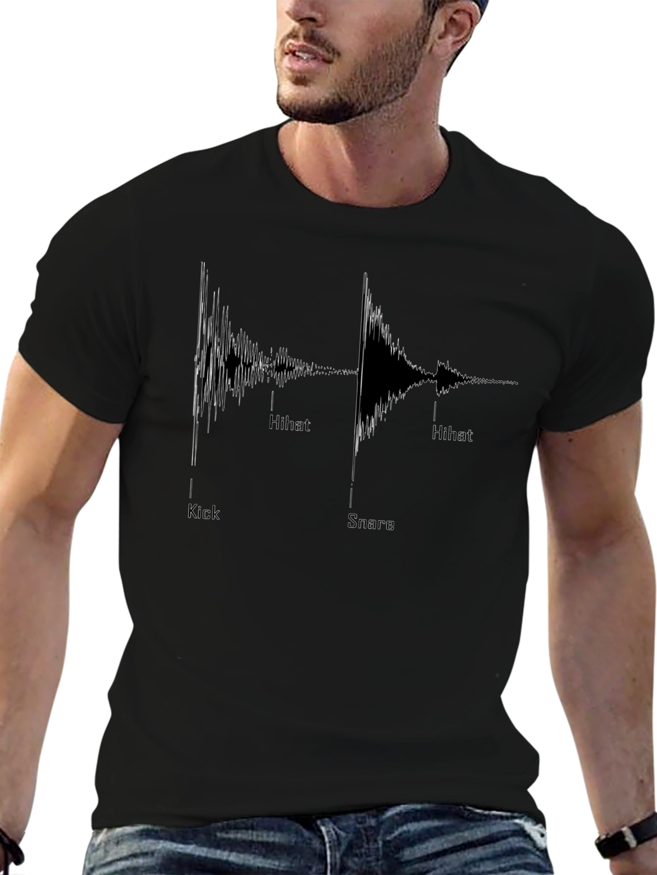 Camiseta Negra Ritmos Musicales