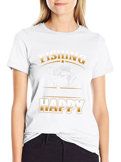 Camiseta Negra Fishing Makes Me Happy