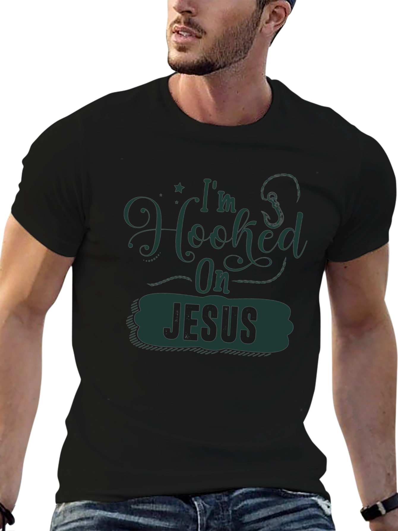 Camiseta Negra Enganchado a Jesús