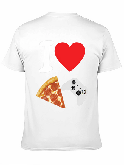 Camiseta Negra: Amo Pizza y Videojuegos