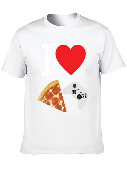 Camiseta Negra: Amo Pizza y Videojuegos