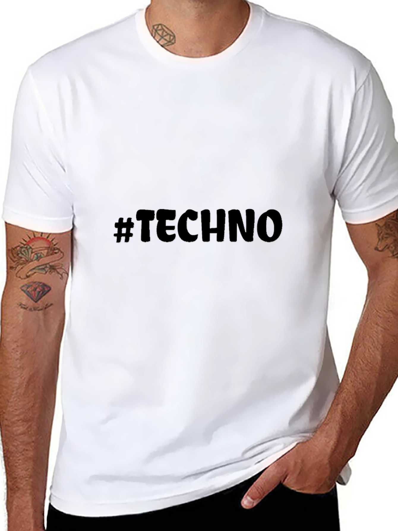 Camiseta Negra #TECHNO para Hombre