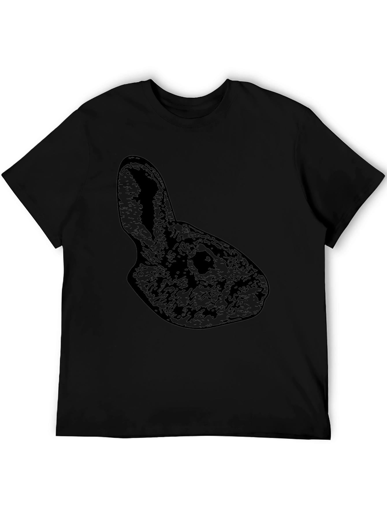 Camiseta Negra Conejo Casual Hombre