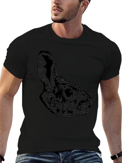 Camiseta Negra Conejo Casual Hombre