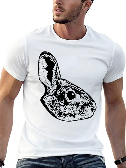 Camiseta Negra Conejo Casual Hombre