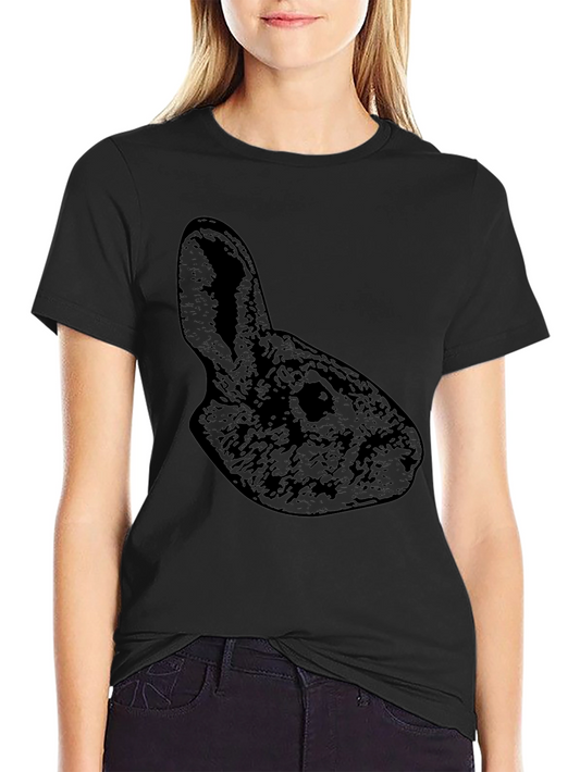 Camiseta Negra Conejo Casual Hombre