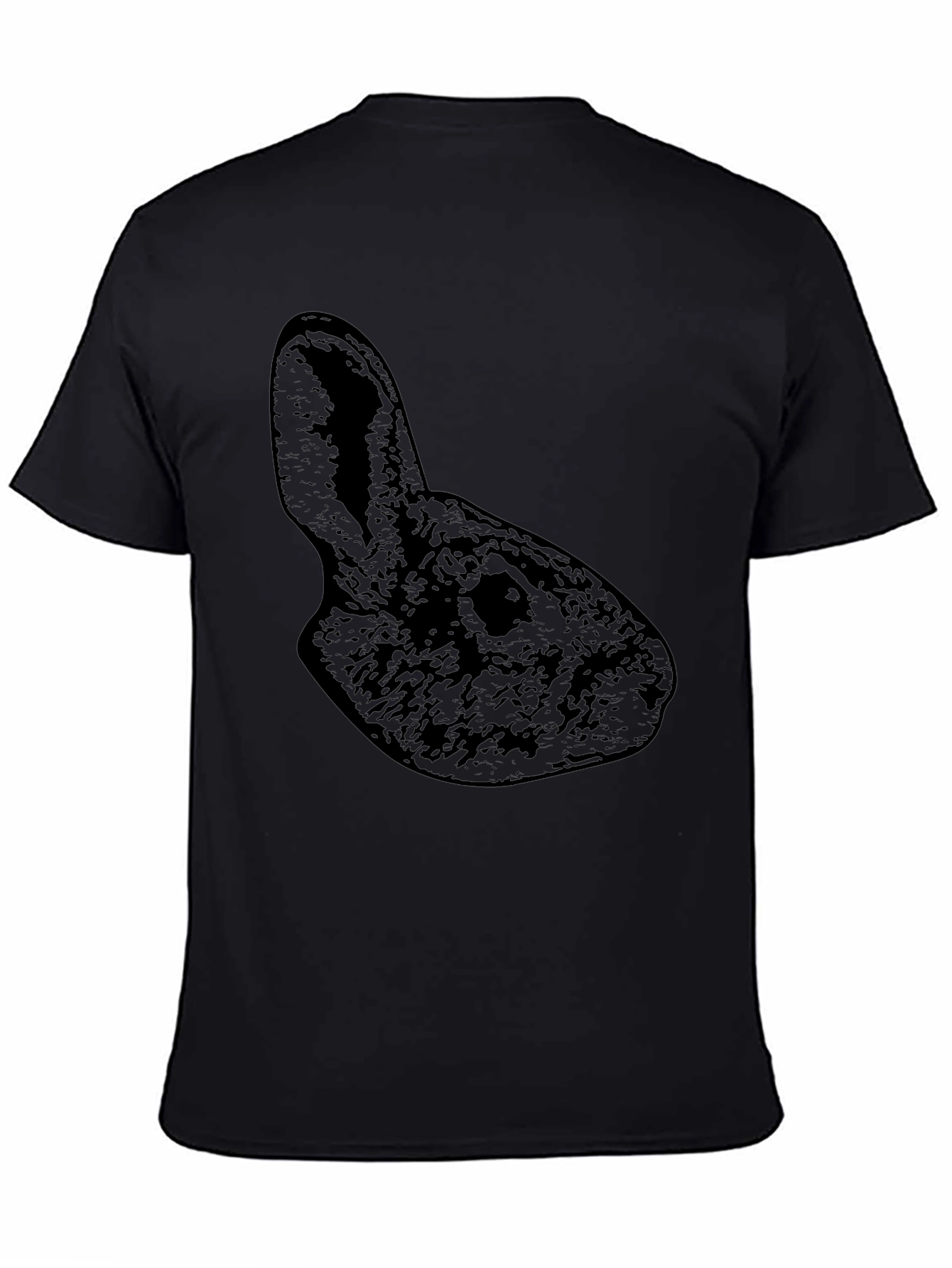 Camiseta Negra Conejo Casual Hombre