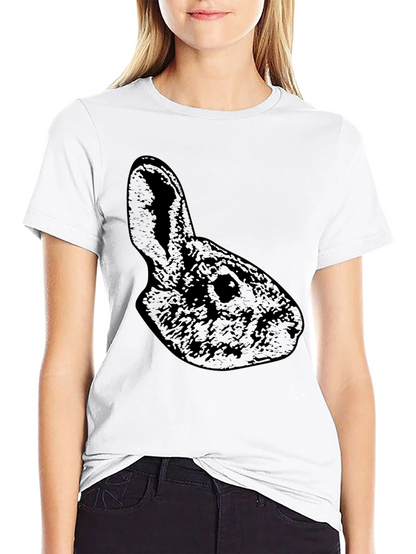 Camiseta Negra Conejo Casual Hombre
