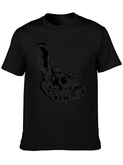 Camiseta Negra Conejo Casual Hombre