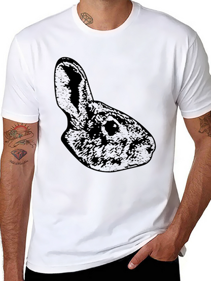Camiseta Negra Conejo Casual Hombre