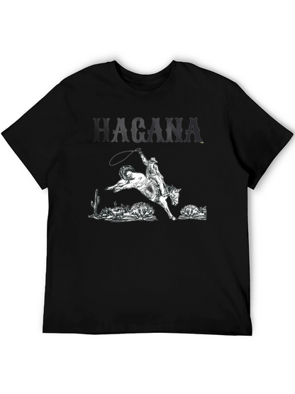 Camiseta Negra con Diseño Vaquero y Caballo Salvaje