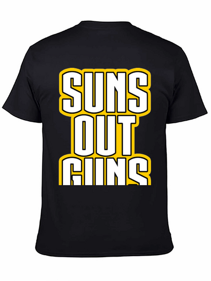 Camiseta Negra con Estampado Suns Out Guns