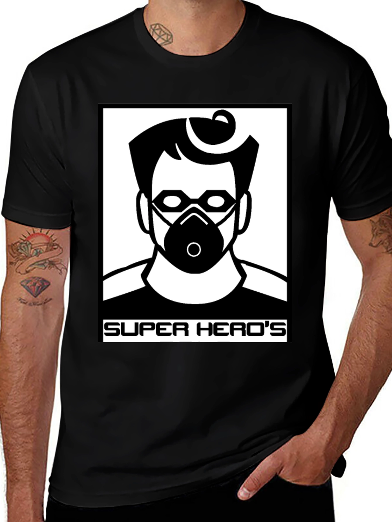 Camiseta Negra Super Heros Diseño Único