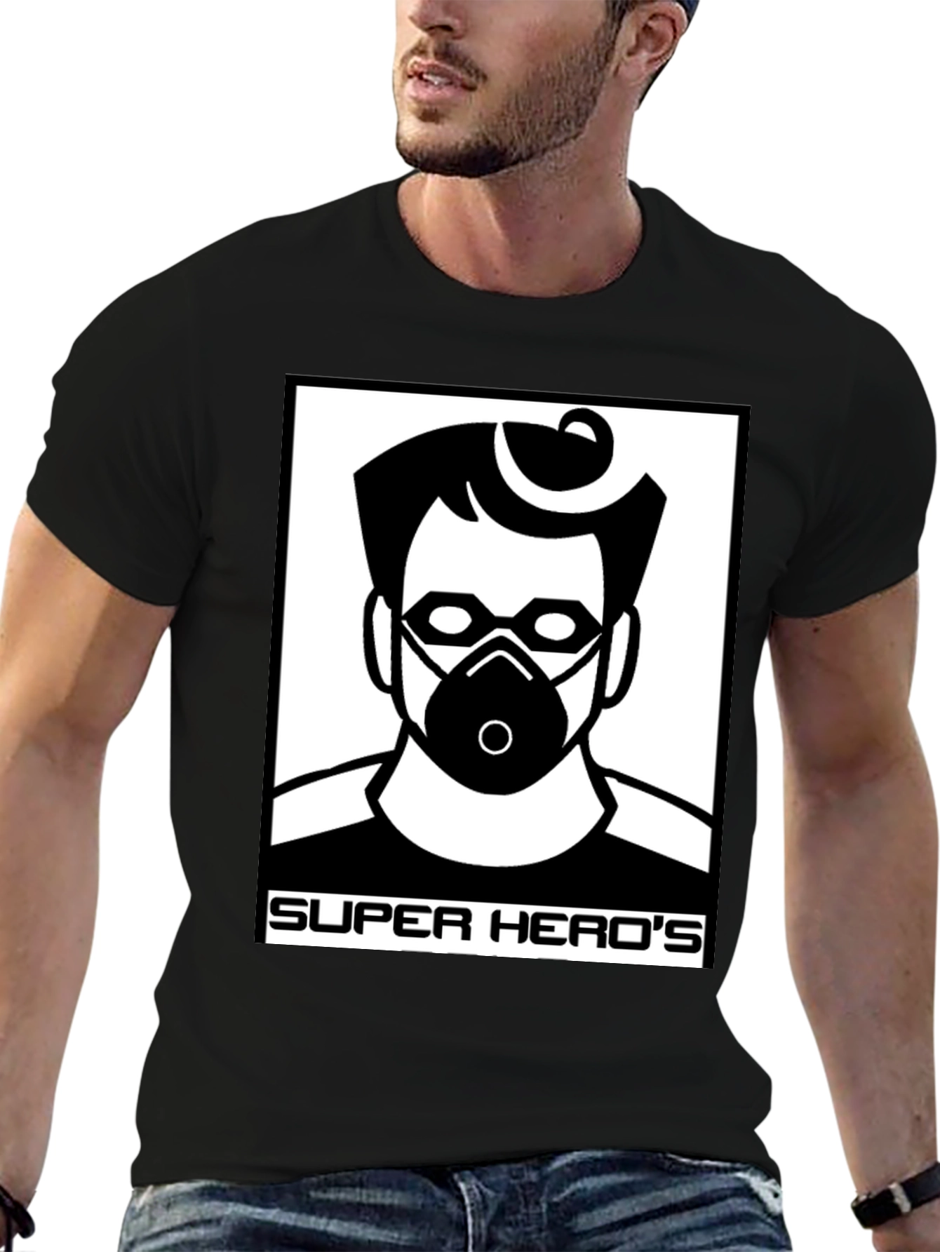 Camiseta Negra Super Heros Diseño Único