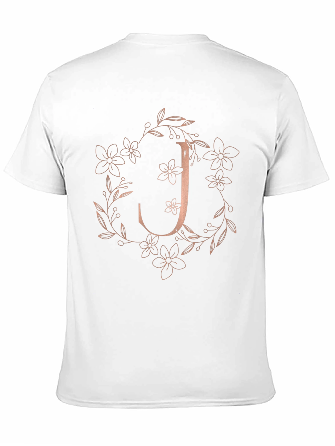 Camiseta Negra Floral con Inicial J Estilizada